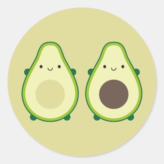 Sticker Rond Kawaii Avocado (Devant)