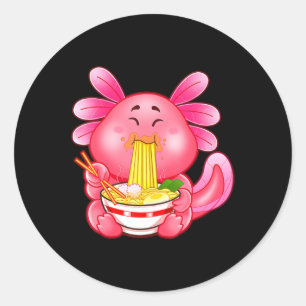 Sticker Rond Kawaii Axolotl Ramen nouilles Anime japonais Otaku