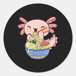 Sticker Rond Kawaii Axolotl Ramen nouilles Anime Japonaise Enfa
