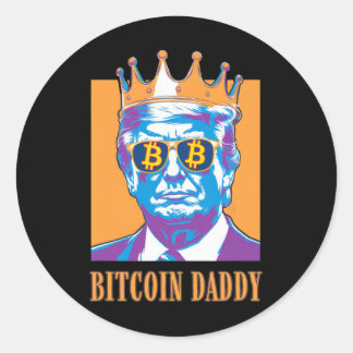 Sticker Rond Kawaii Bitcoin Daddy Trump Crypto King Bitcoin Chi
