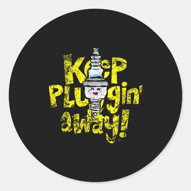 Sticker Rond Kawaii Bougie d'allumage Conserver le plug-in de d (Devant)