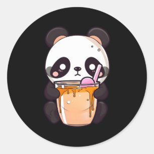 Sticker Rond Kawaii Bubble Tea Panda Boba Tea Japonais