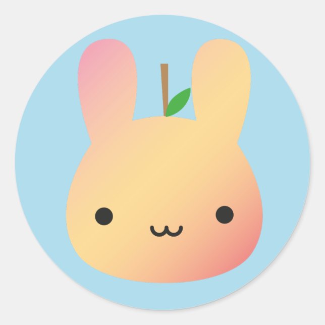 Sticker Rond Kawaii Bunny Fruits et légumes - Pêche (Devant)