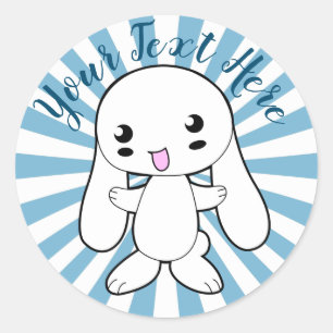 Sticker Rond Kawaii Bunny sur la coutume de l'accolade
