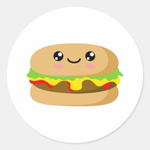 Sticker Rond Kawaii Burger