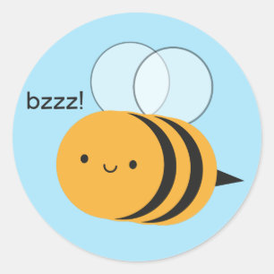 Sticker Rond Kawaii Buzzy gaffent l'abeille