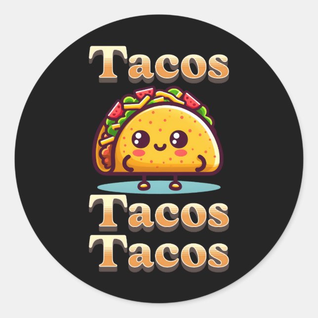 Sticker Rond Kawaii Cartoon Tacos (Devant)