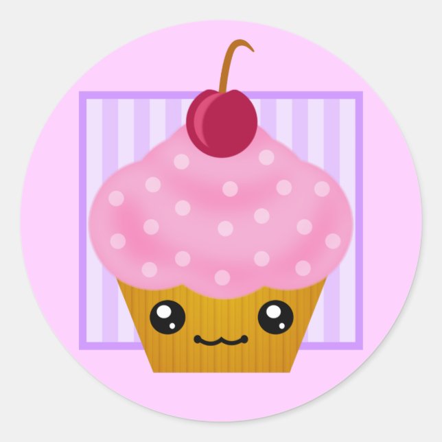 Sticker Rond Kawaii Cerry Cupcake (Devant)