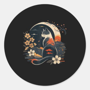 Sticker Rond Kawaii Chat Anime Japonais Drôle Art Hommes Femmes