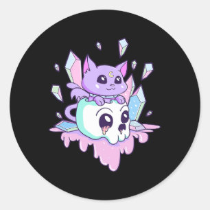 Sticker Rond Kawaii Chat Cute Pastel Goth Chats Déplaisants Sku