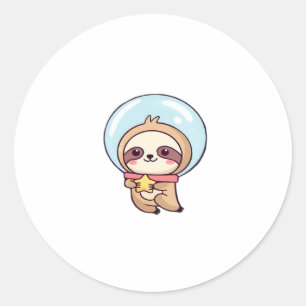 Sticker Rond Kawaii Chibi Sloth Astronaut � mignonne Space Slot