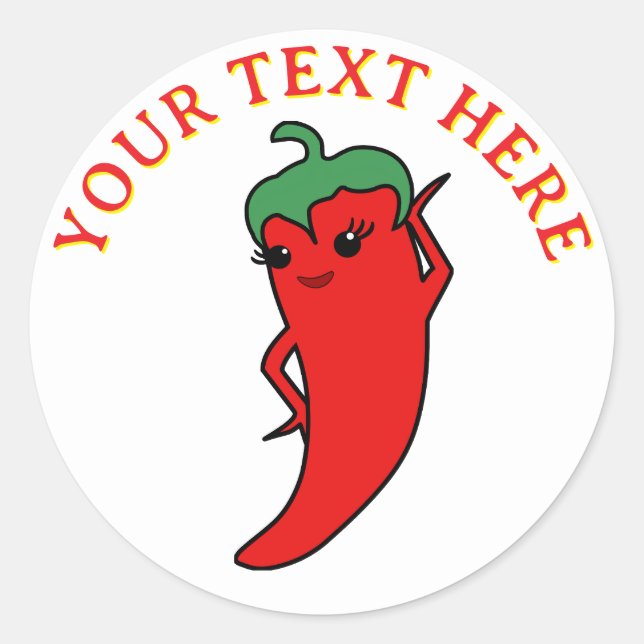 Sticker Rond Kawaii Chili Pepper Diva Custom (Devant)