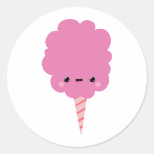 Sticker Rond Kawaii Cotton Candy
