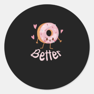 Sticker Rond Kawaii Couple Café et Beignet Mieux Ensemble