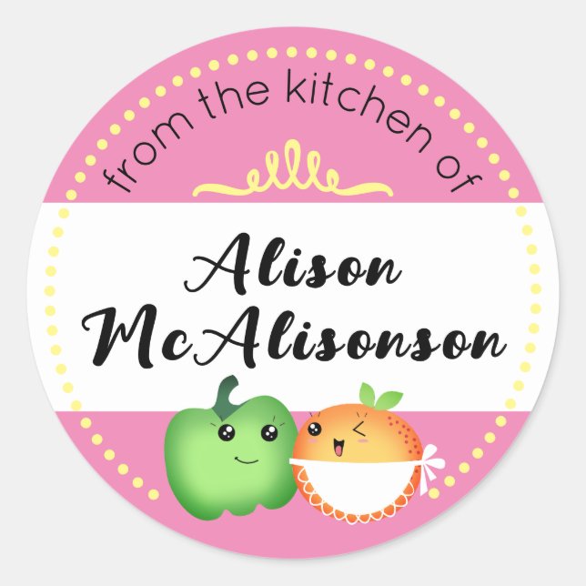 Sticker Rond kawaii cuisine de légumes mignonette boulangerie é (Devant)