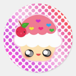 Sticker Rond Kawaii Cupcake !