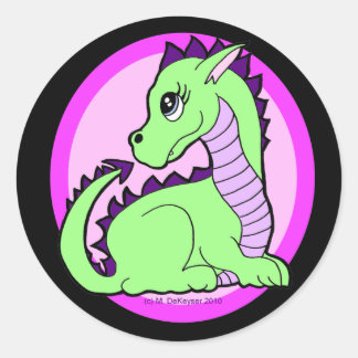 Sticker Rond Kawaii Cute Dragon