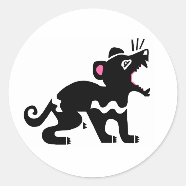 Sticker Rond Kawaii - DIABLE Tasmanien - Australie - Faune (Devant)