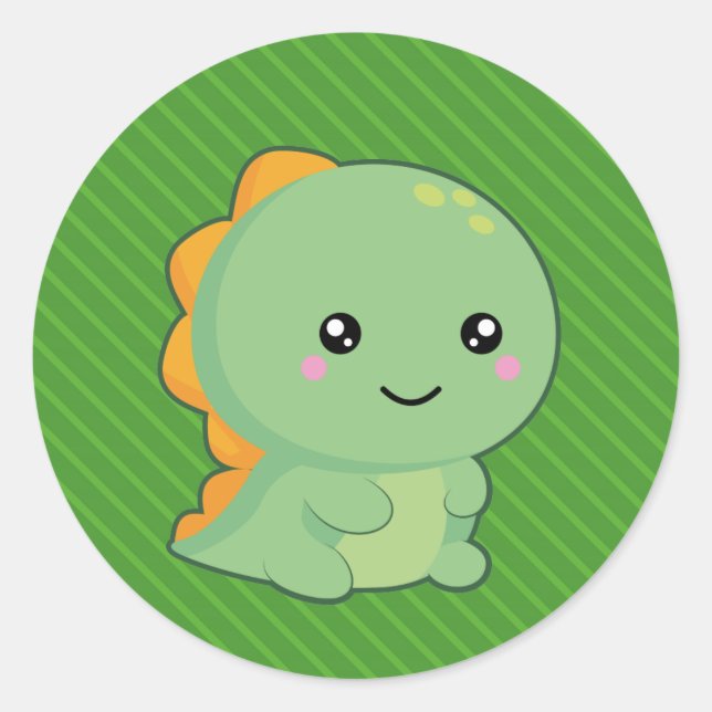 Sticker Rond Kawaii Dinosaur (Devant)