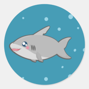 Sticker Rond Kawaii drôle d'autocollant autour du requin