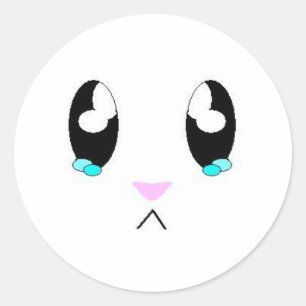 Sticker Rond Kawaii face lapny triste