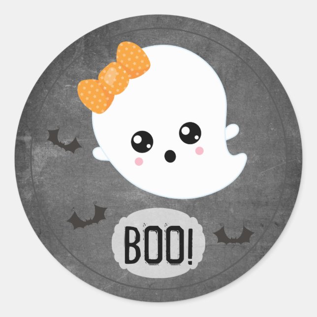 Sticker Rond Kawaii Fantôme Halloween (Devant)