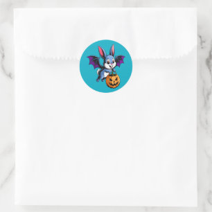 Sticker Rond Kawaii Halloween Bat Bunny