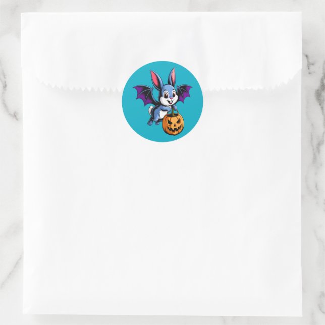 Sticker Rond Kawaii Halloween Bat Bunny (Sac)
