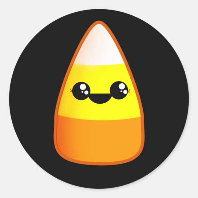 Sticker Rond Kawaii Halloween Candy Corn (Devant)