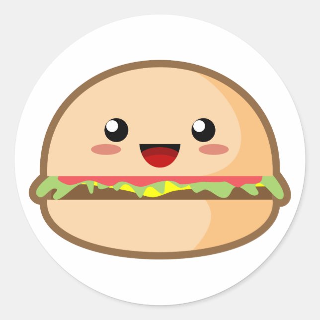 Sticker Rond Kawaii Hamburger (Devant)