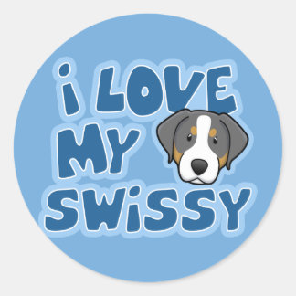 Sticker Rond Kawaii I Love My Swissy
