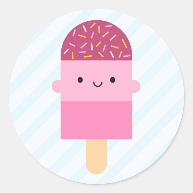 Sticker Rond Kawaii Ice Lolly / Popsicle (Devant)