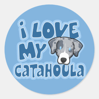 Sticker Rond Kawaii J'Aime Ma Catahoula
