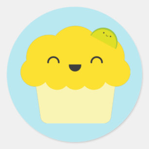 Sticker Rond Kawaii Lemon & Lime Cupcake