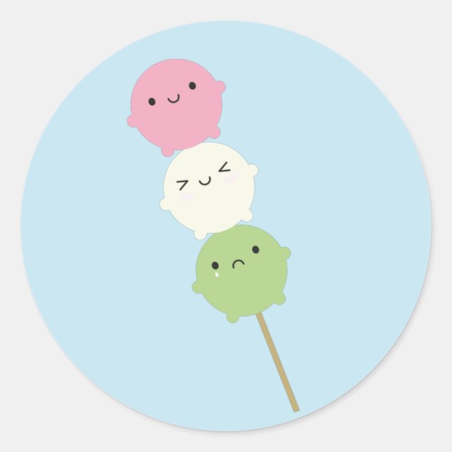 Sticker Rond Kawaii Mochi Dango (Devant)
