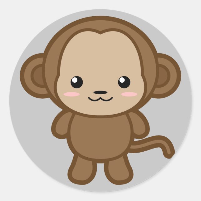 Sticker Rond Kawaii Monkey (Devant)