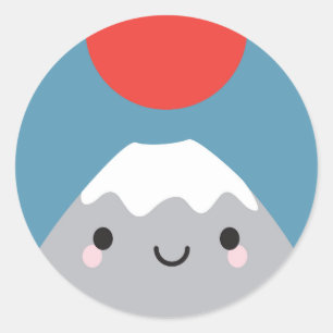 Sticker Rond Kawaii Mt Fuji San