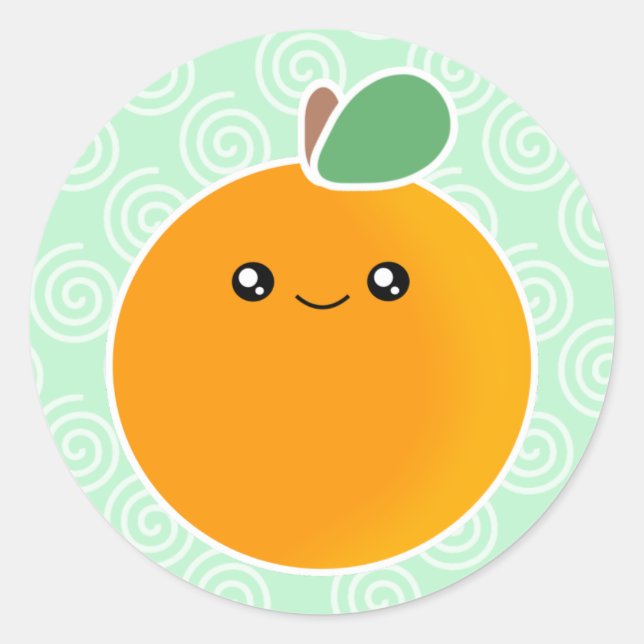 Sticker Rond Kawaii Orange (Devant)