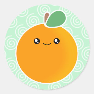 Sticker Rond Kawaii Orange