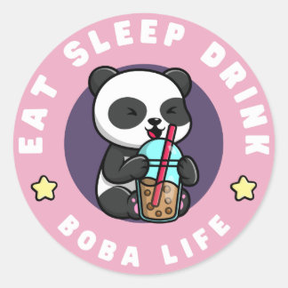 Sticker Rond Kawaii Panda Boba Tea | Addict au thé bulle