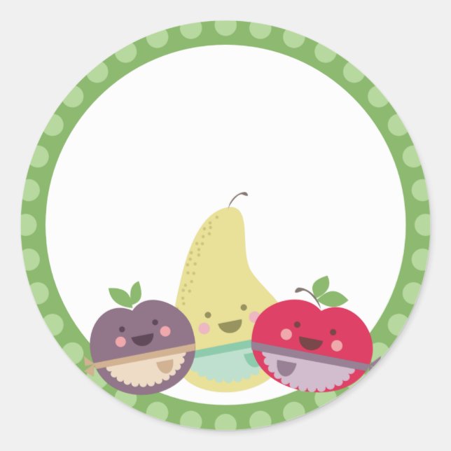 Sticker Rond kawaii pâtisserie de fruits mignonne boulangerie é (Devant)