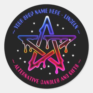 Sticker Rond Kawaii Pentagram de cuisine gothique classique ron
