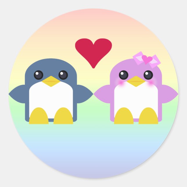 Sticker Rond kawaii pingouin amour sucré tweety (Devant)
