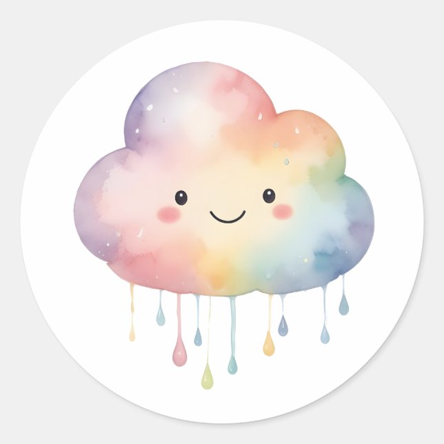 Sticker rond Kawaii Rainbow Cloud (Devant)