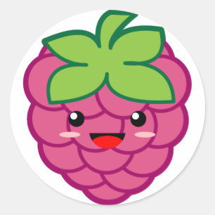 Sticker Rond Kawaii Raspberry