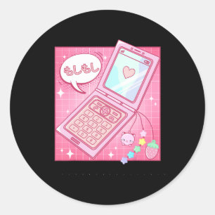 Sticker Rond Kawaii Retro 90s Japonais Y2K Flip Phone