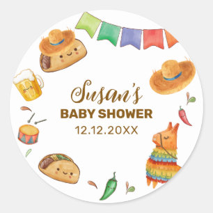 Sticker Rond Kawaii Rustic Fiesta Taco Bout Un Baby shower