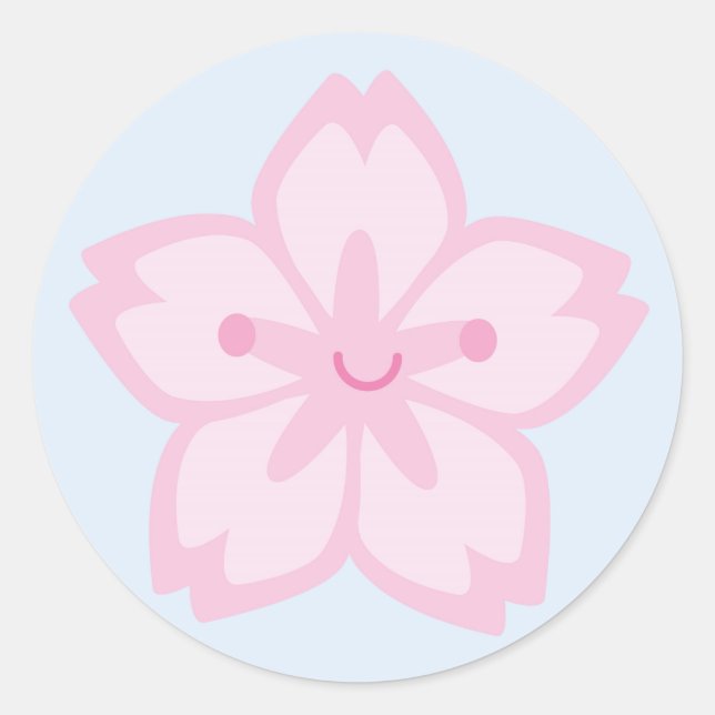 Sticker Rond Kawaii Sakura Fleur de fleurs de cerisier (Devant)
