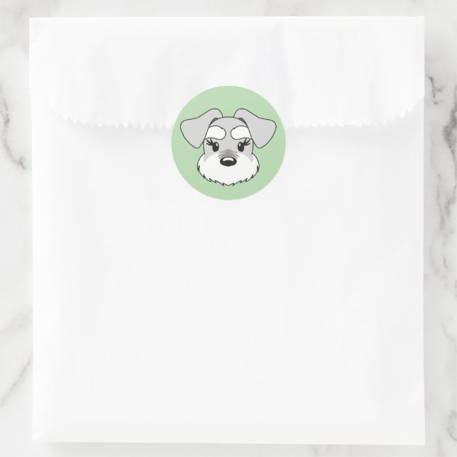Sticker Rond Kawaii Schnauzer with Long Eyelashes (Sac)