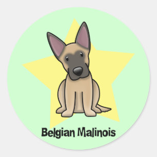 Sticker Rond Kawaii Star Belge Malinois